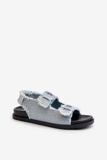 Moteriškos dekoruotos džinsinės basutės Mėlynos spalvos Irmale 2