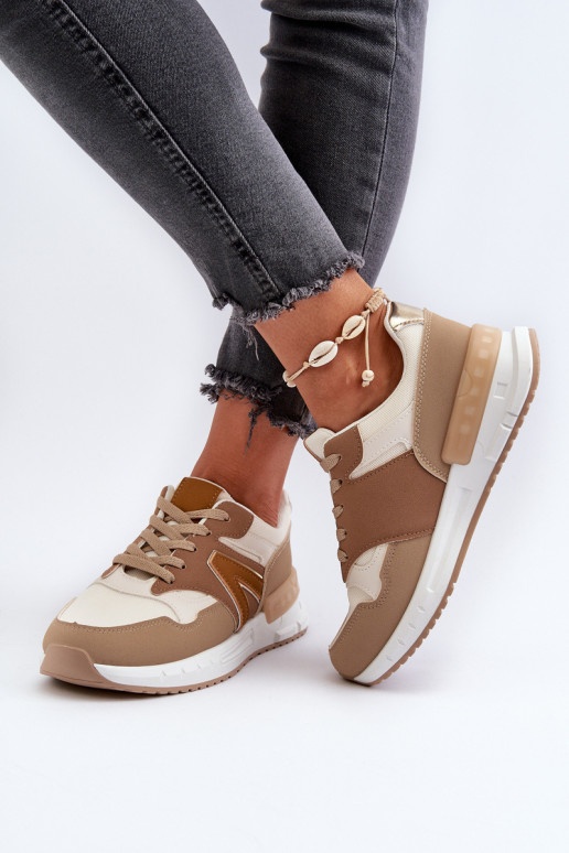 Moteriški sportbačiai, pagaminti iš Eco Leather Brown Vinelli
