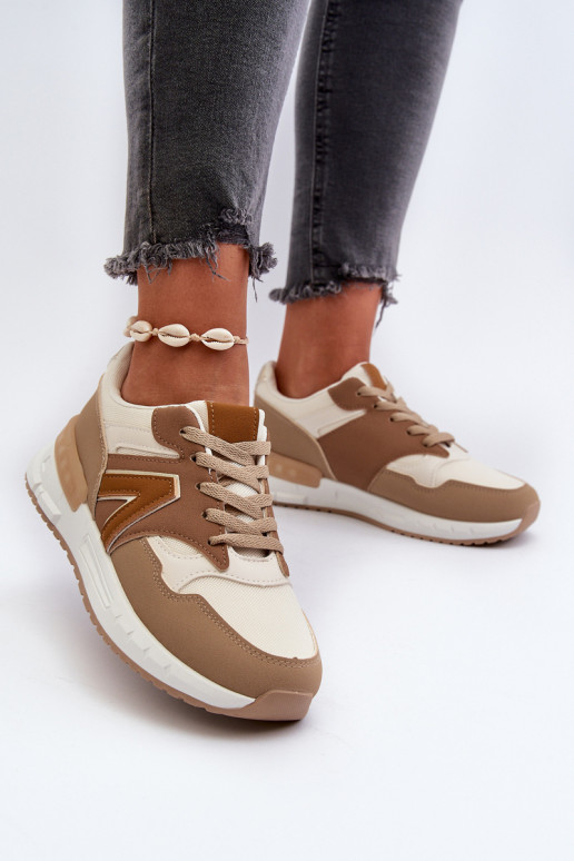 Moteriški sportbačiai, pagaminti iš Eco Leather Brown Vinelli