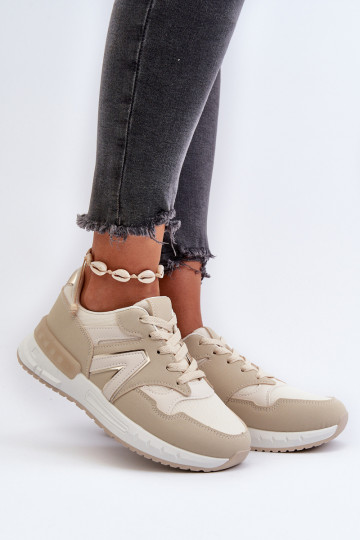 Moteriški sportbačiai, pagaminti iš ekologiškos odos, smėlio spalvos Vinelli