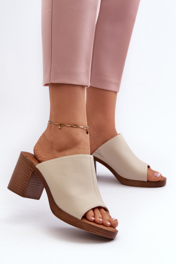 Elegantiškos, lengvos moteriškos šlepetės su aukštakulniais, Beige Varnila