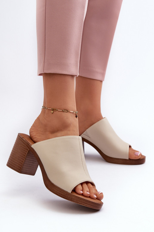 Elegantiškos, lengvos moteriškos šlepetės su aukštakulniais, Beige Varnila