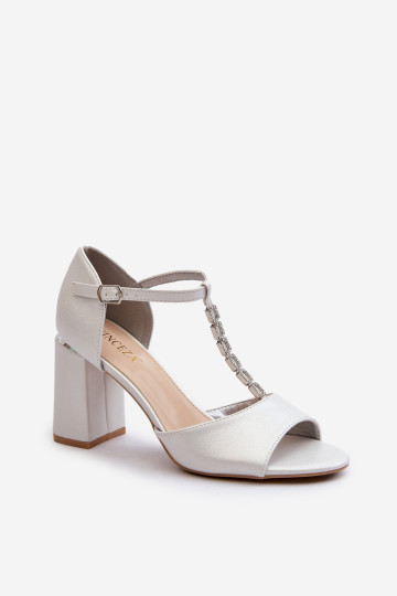 Sidabrinės Aniya aukštakulnės basutės su kubiniais cirkoniais 2