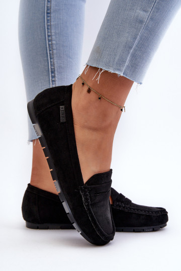 Moteriški ekologiški zomšiniai mokasinai Big Star NN274929 atminties putų sistema juoda