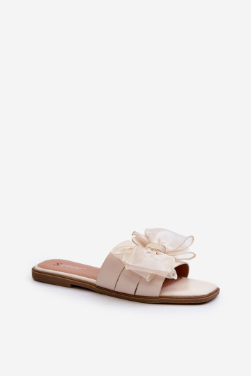 Smėlio spalvos moteriškos plokščios šlepetės su lankeliu Balinda 2