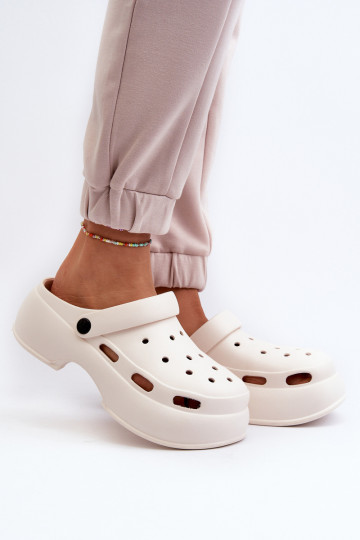 Moteriškos putplasčio šlepetės su masyviu padu, White Danollia