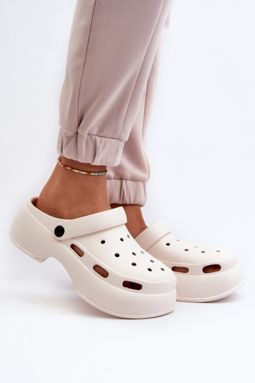 Moteriškos putplasčio šlepetės su masyviu padu, White Danollia