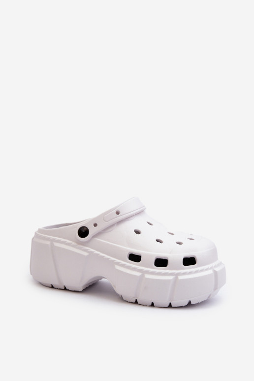 Moteriškos putplasčio šlepetės ant masyvaus pado, balta Witima