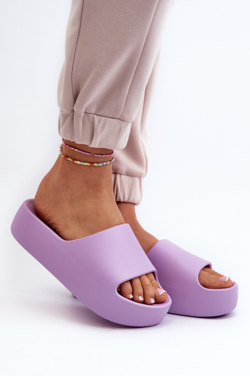 Moteriškos purpurinės oreithano šlepetės su storu padu