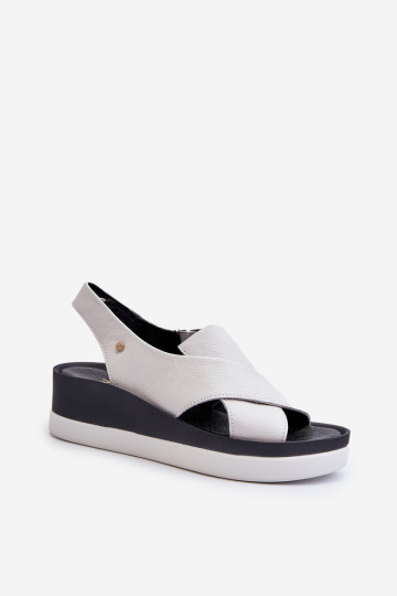 Zazoo 40256 odiniai sandalai su pleištiniais, balti 2