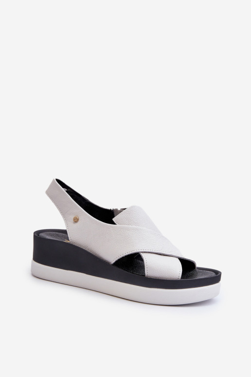 Zazoo 40256 odiniai sandalai su pleištiniais, balti