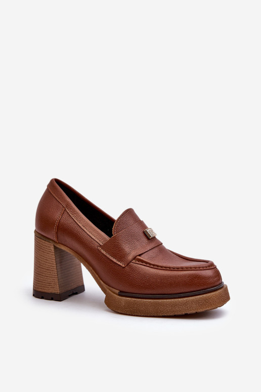 Zazoo 20169 rudi odiniai aukštakulniai batai