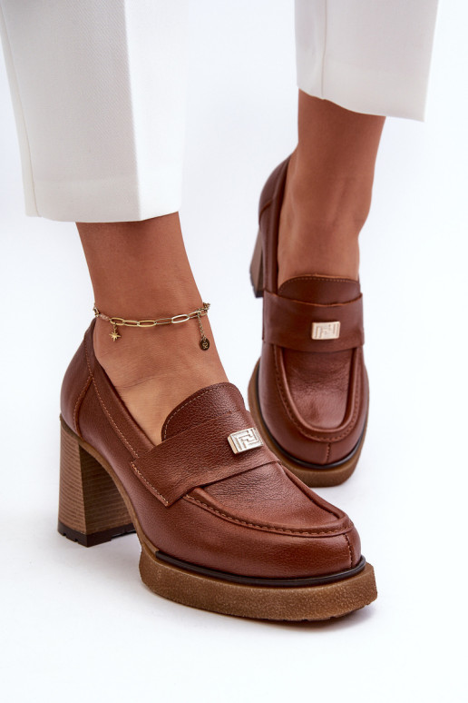 Zazoo 20169 rudi odiniai aukštakulniai batai