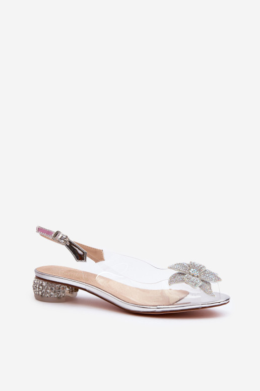 Permatomi žemakulniai sandalai su sidabro apdaila D&A MR38-383