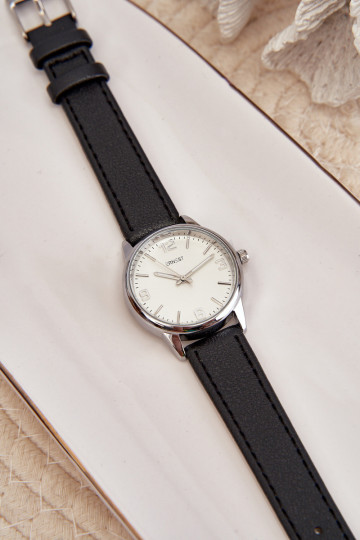 Moteriškas laikrodis su ekologišku odiniu dirželiu, juodu Ernest E62177 2