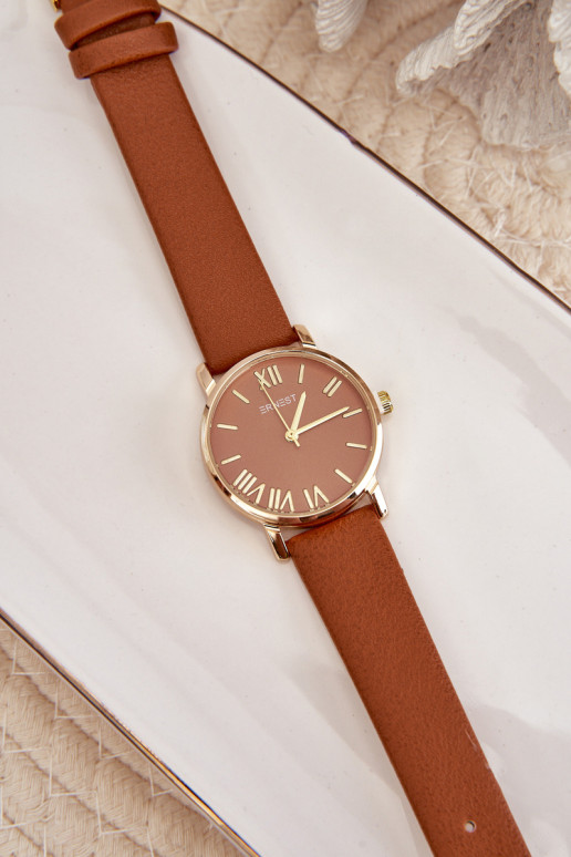 Moteriškas rudas laikrodis Ernest E97316