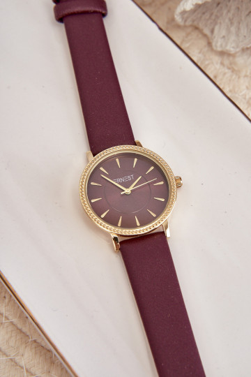 Žiūrėkite su ekologišku odiniu dirželiu, be nikelio, violetiniu ERNEST E62155D 2