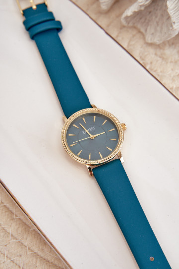 Laikrodis su ekologišku odiniu dirželiu, be nikelio, turkio spalvos ERNEST E62155D 2