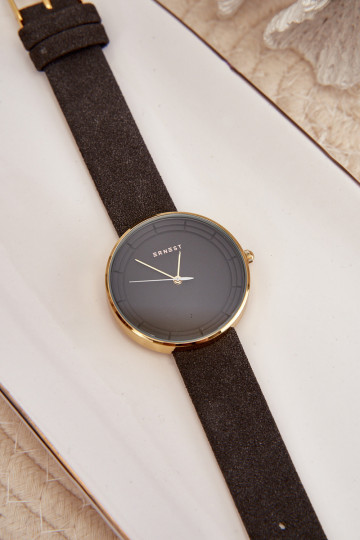 Moteriškas zomšinis analoginis laikrodis be nikelio Ernest Black E94195 2