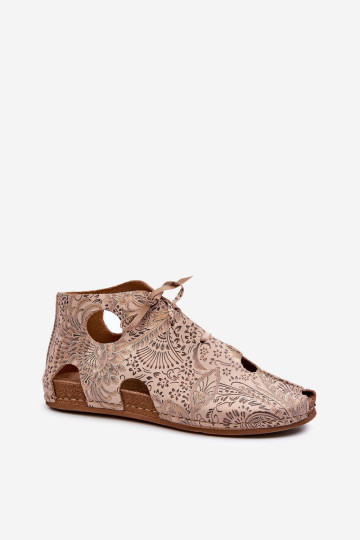 Raštuoti odiniai kulkšnies batai Maciejka 03426-02 Beige 2
