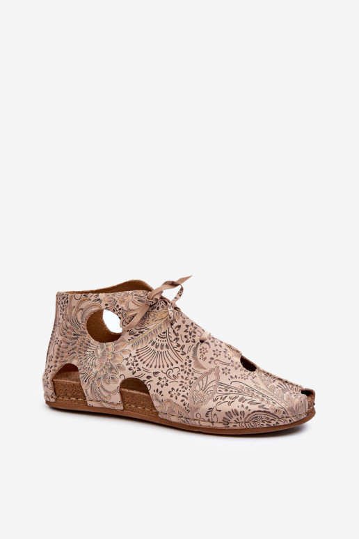 Raštuoti odiniai kulkšnies batai Maciejka 03426-02 Beige