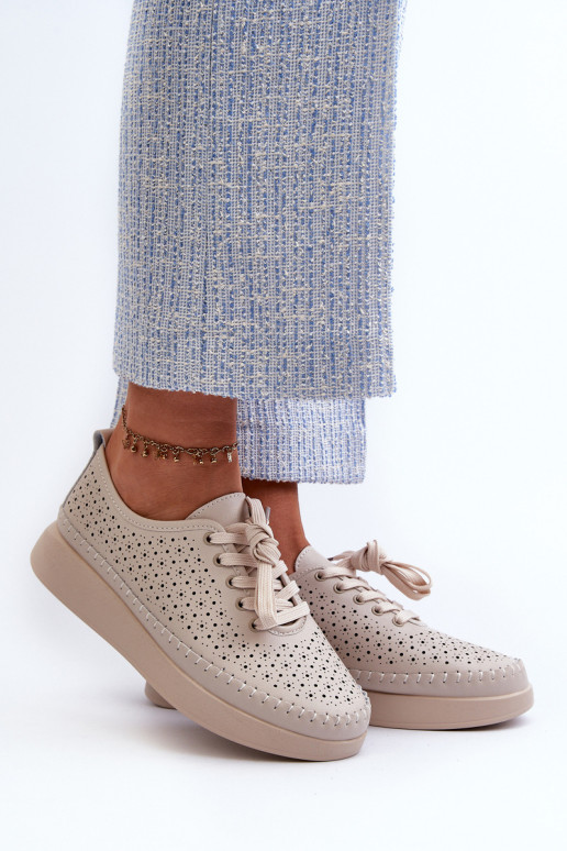 Odiniai sportbačiai ant S.Barski platformos LR278 Beige