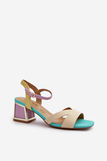 Pasteliniai moteriški aukštakulniai sandalai D&A CR482 smėlio spalvos 2
