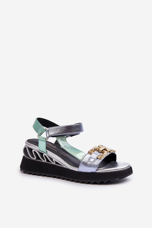 Moteriški sandalai su pleištais D&A CR954 žalia