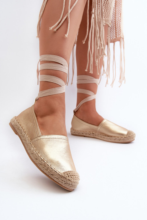 Suvarstytos eko odos Espadrilles Gold Ismann