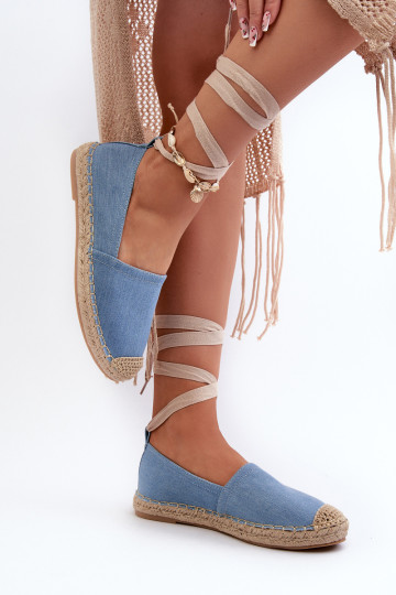 Mėlynos Ismann surištos džinsinės espadrilės