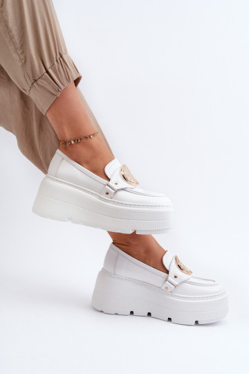 Zazoo 3458 Moteriški odiniai mokasinai su puošmena, balta