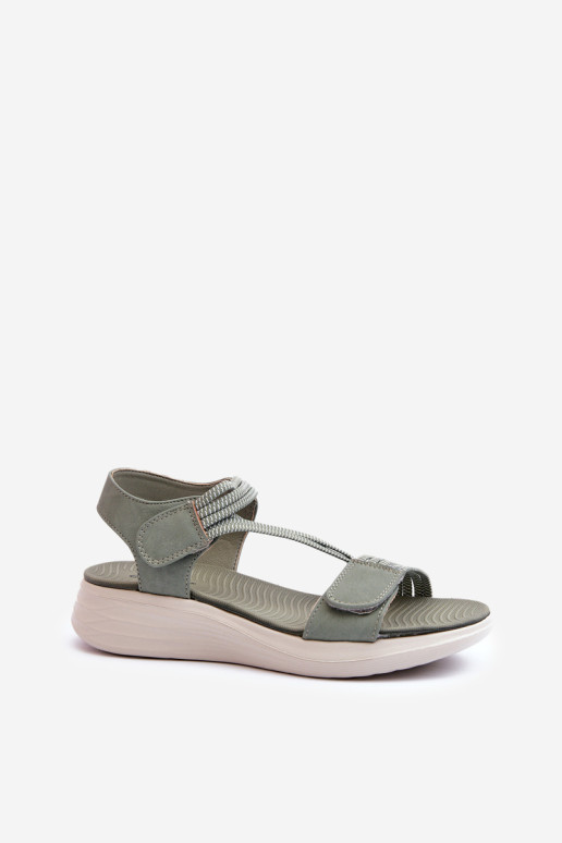 Moteriški patogūs Velcro sandalai, žalios spalvos Eladora
