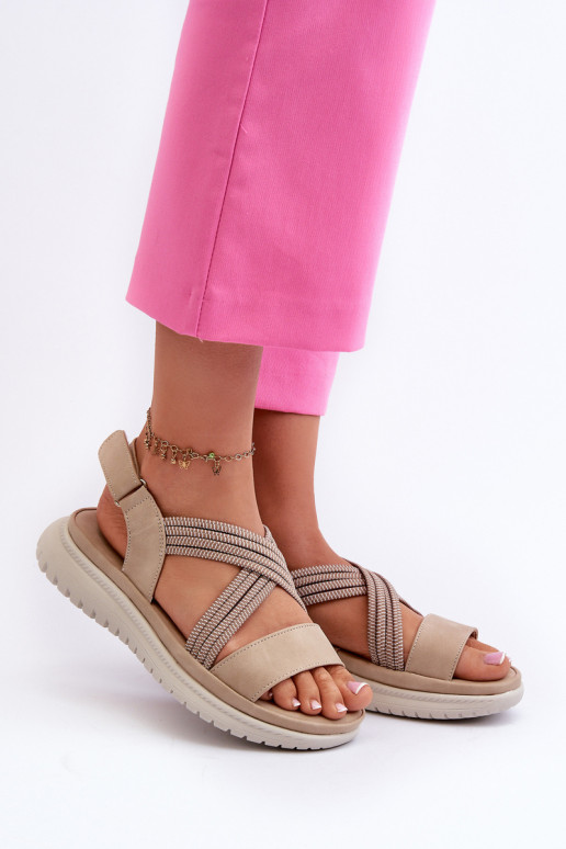 Lengvi, patogūs moteriški Velcro sandalai Beige Ceclea