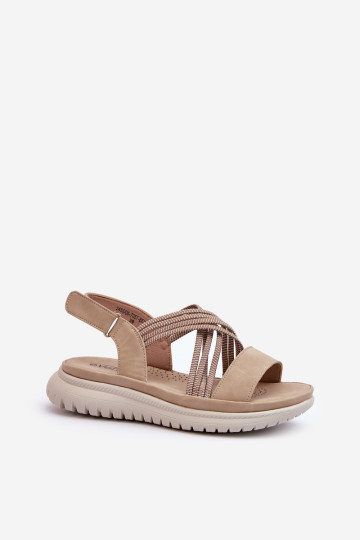 Lengvi, patogūs moteriški Velcro sandalai Beige Ceclea 2