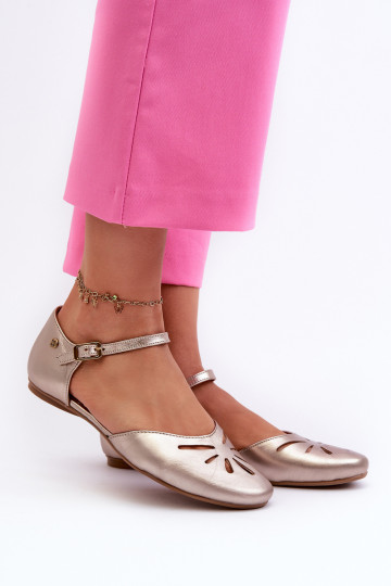 Odiniai moteriški sandalai Maciejka 06641-25 Auksiniai