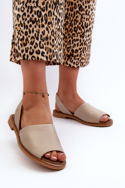 Zazoo 40327 odiniai užsegami sandalai, smėlio spalvos