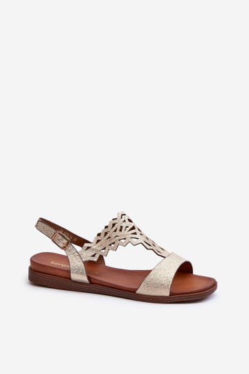 Sergio Leone SK070H plokščios moteriškos basutės, auksinės 2