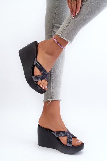 Moteriškos pleištinės šlepetės 83520 Ipanema High Fashion Slide Fem, juodos