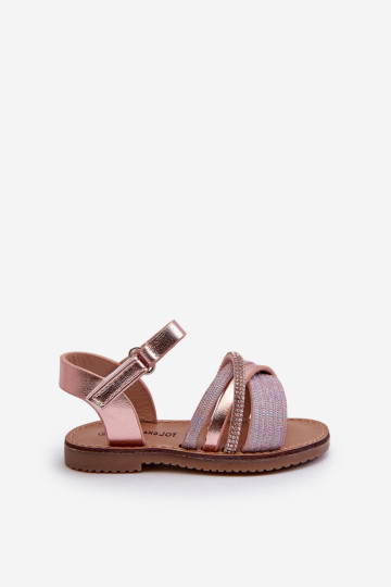 Blizgios vaikiškos Velcro sandalai, Rožinis Delphina 2