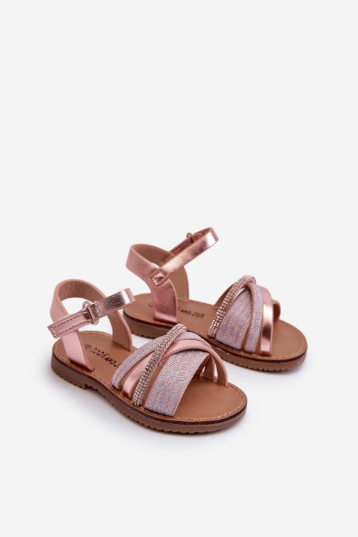 Blizgios vaikiškos Velcro sandalai, Rožinis Delphina