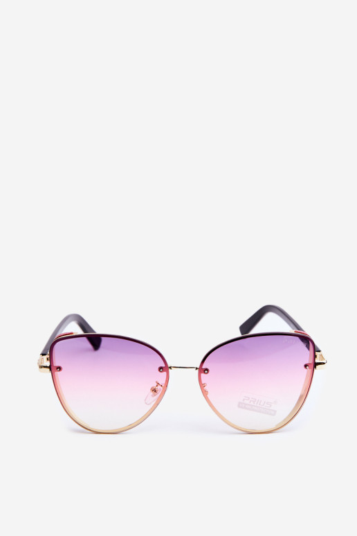 Moteriški akiniai nuo saulės su blizgučiais UV400 rožinės-auksinės spalvos