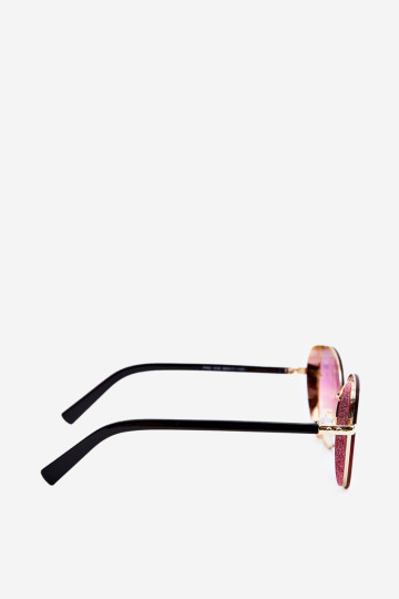 Moteriški akiniai nuo saulės su blizgučiais UV400 rožinės-auksinės spalvos