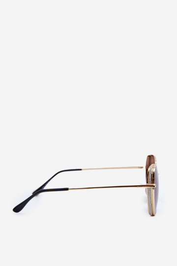 Moteriški akiniai nuo saulės su blizgučiais UV400 aukso rudos spalvos įdėklais