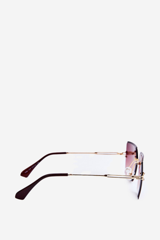 Moteriški akiniai nuo saulės su šešėliuotu lęšiu UV400 aukso-rudos spalvos