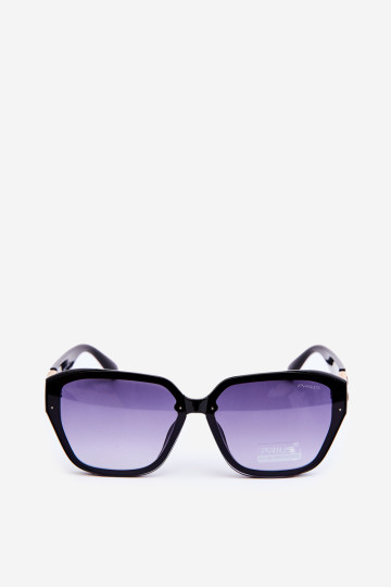 Moteriški akiniai nuo saulės su auksinėmis detalėmis UV400 juodi