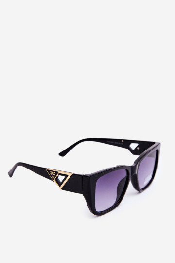 Moteriški akiniai nuo saulės su dekoratyvinėmis detalėmis UV400 juodi 2