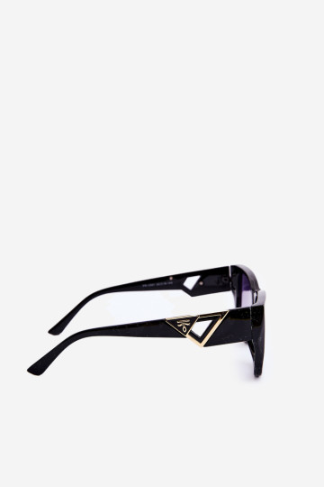 Moteriški akiniai nuo saulės su dekoratyvinėmis detalėmis UV400 juodi