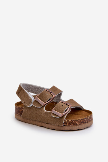 Vaikiški basutės ant kamštinės platformos, užsegamos Velcro, Khaki Rorria