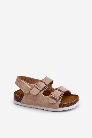Vaikiški basutės ant kamštinės platformos, užsegamos Velcro, Beige Rorria