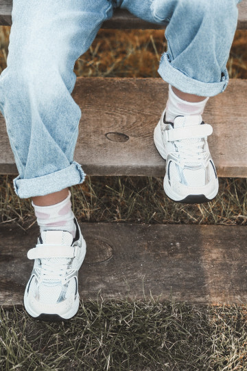 Vaikiški velcro sportbačiai, balti ir juodi Ephona 2